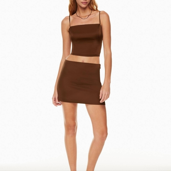 Sunday Best Rocco brown satin mini skirt - Picture 1 of 5